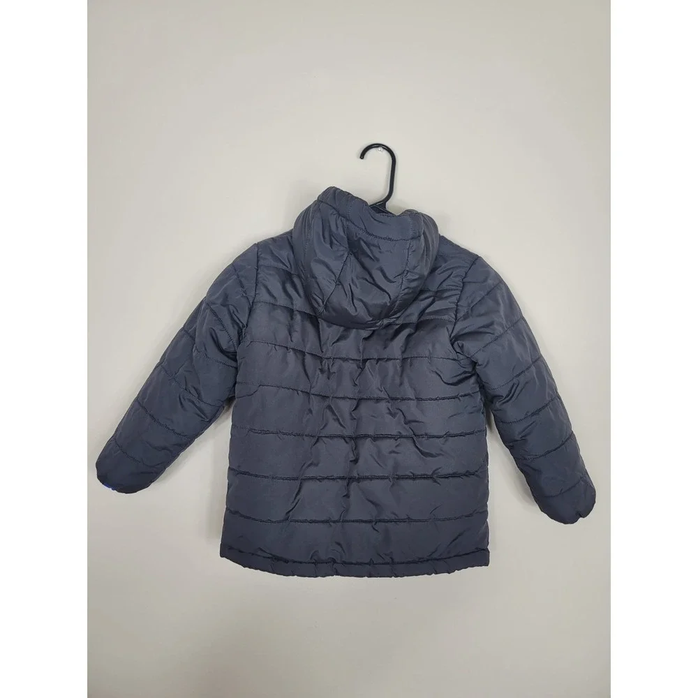 Children's Place Kids Puffer Jacket Size Small 5/6 Navy Blue Winter Coat Fleece